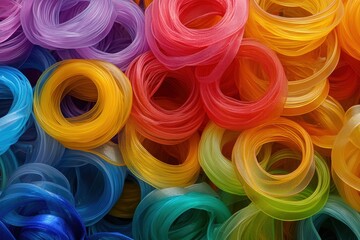 Innovative uses of recycled plastic filament in 3D printing showcase vibrant colors and textures © Dream maker