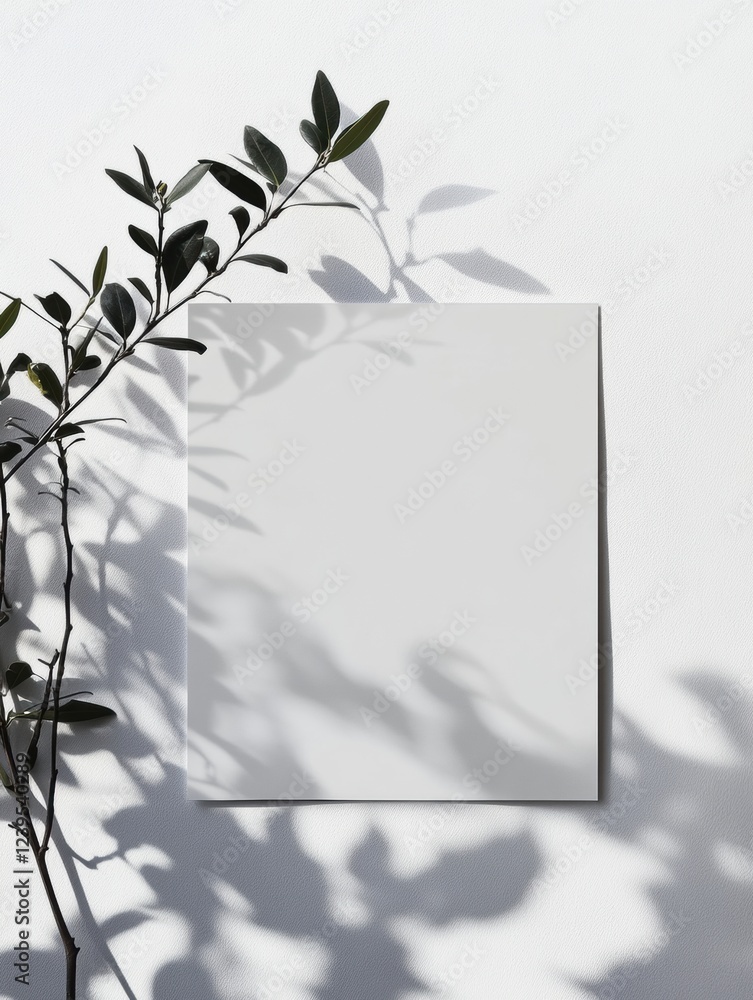 Leinwandbilder leafy shadows cast on a blank canvas against a minimalist wall art backdrop. generative ai