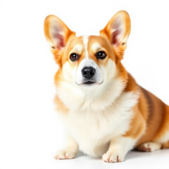 Adorable Corgi Sitting on White Background