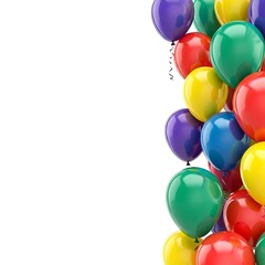 colorful balloons isolated on white text for space 