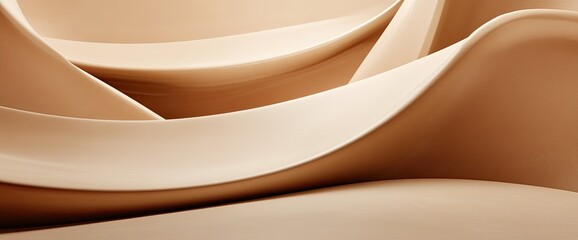 3D design of a beige background with curved lines