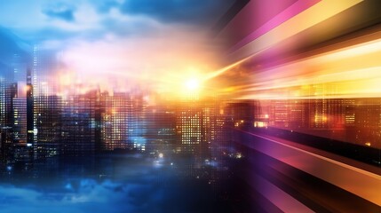 Fototapeta premium motion move modern futuristic abstract background, geometric shape with glowing light, gradient purple blue