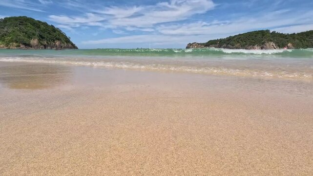 Matapouri Bay Beach New Zealand Low Angle View Of Waves