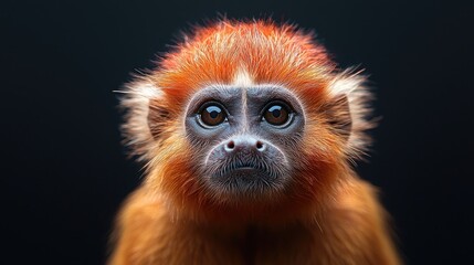 Red-shanked douc langur portrait, jungle background, wildlife conservation