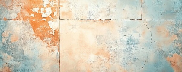 Obraz premium Old wall background with stained aged bricks light color, vintage, 