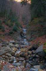 Panoramic view of forests and rivers, Ordesa National Park and Monte Perdido.