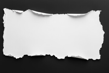 Torn edge white paper sheet on black background