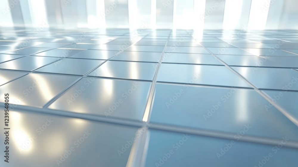 Poster a closeup of a renewable energy source such as a solar panel glistening under sunlight. the panels s