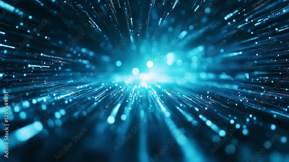 Poster abstract blue light rays creating a dynamic visual effect in a dark background setting