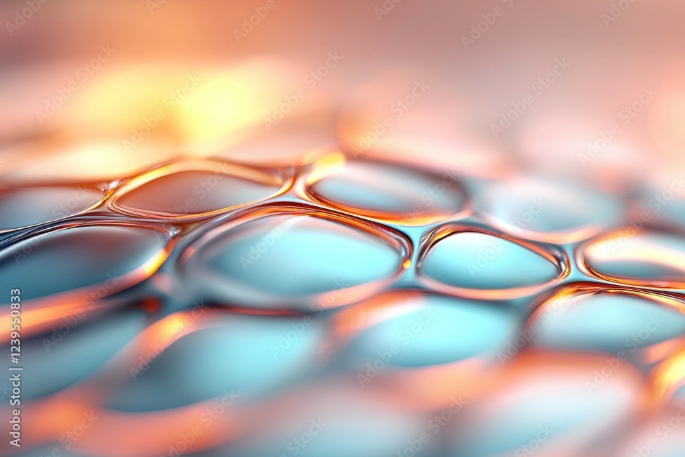 Poster abstract liquid texture with reflective patterns in warm and cool tones