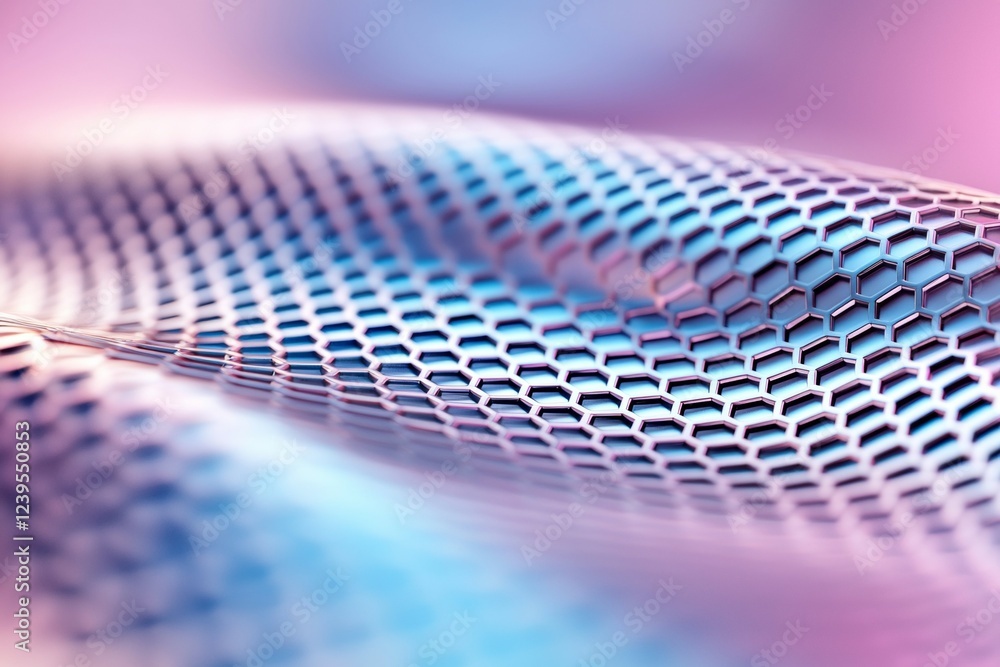 Poster abstract hexagonal pattern with blurred pastel colors and wavy textures