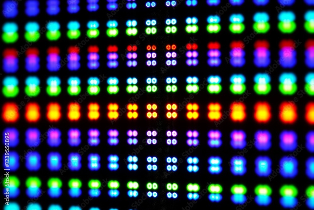 Poster colorful led pixel pattern on digital screen display