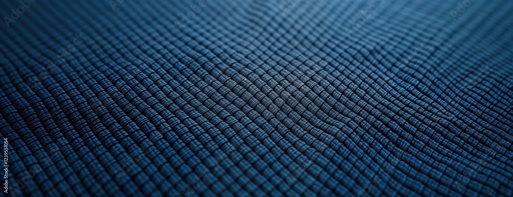 Poster closeup view of dark blue textured fabric. fabric woven wicker pattern. shows detailed structure of 