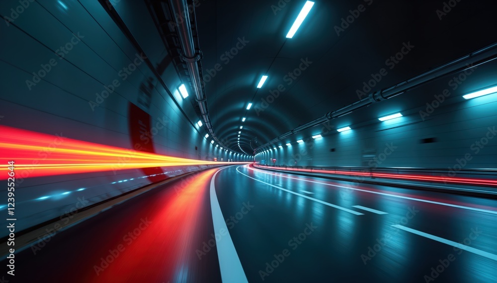 Leinwandbilder modern urban transportation concept inside futuristic tunnel. speeding light trails blur in motion. 