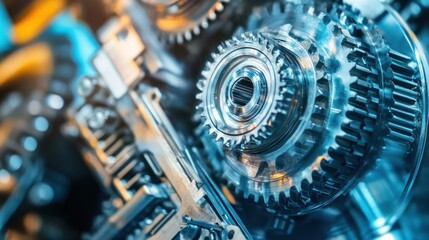 Industrial Mechanism Close Up of Gears and Cogs in Engineering Technology