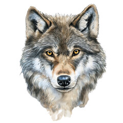 Fototapeta premium Cute Wolf Face Illustration on White Background Artistic Wildlife Drawing isolated