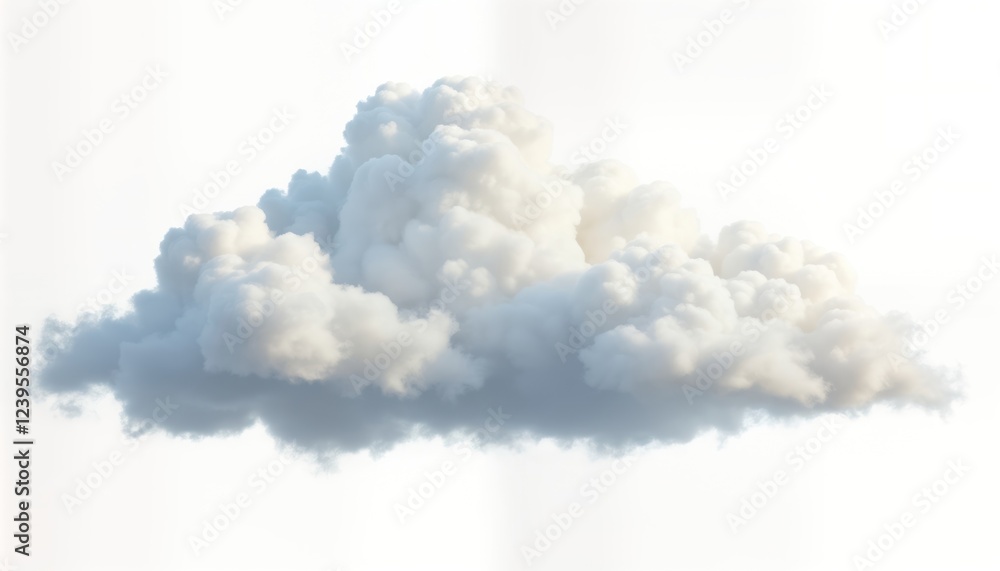 Aufkleber Fluffy white cumulus cloud isolated on transparent background. Realistic 3D illustration of soft cloud. Stunning cloudscape perfect for weather-related projects. Suitable for presentations