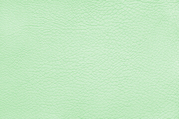 Texture of genuine leather or artificial synthetic leatherette pastel green color. Skin structure close up, macro, Background, wallpaper, backdrop with copy space.