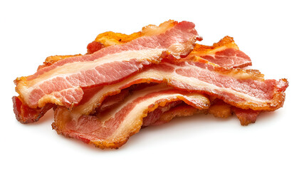 Obraz premium Slices of tasty fried bacon isolated on white