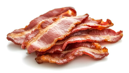 Obraz premium Slices of tasty fried bacon isolated on white