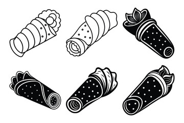 Spring rolls sets icon vector on White Background ,Vector Art Illustration on white background.