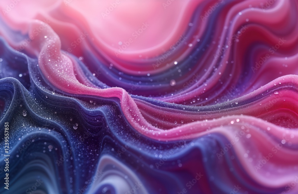 Fototapete abstract fluid art design with purple, magenta waves. colorful swirling colors mix creating flowing 