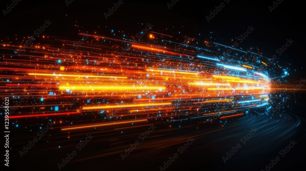 Poster abstract digital data stream in motion
