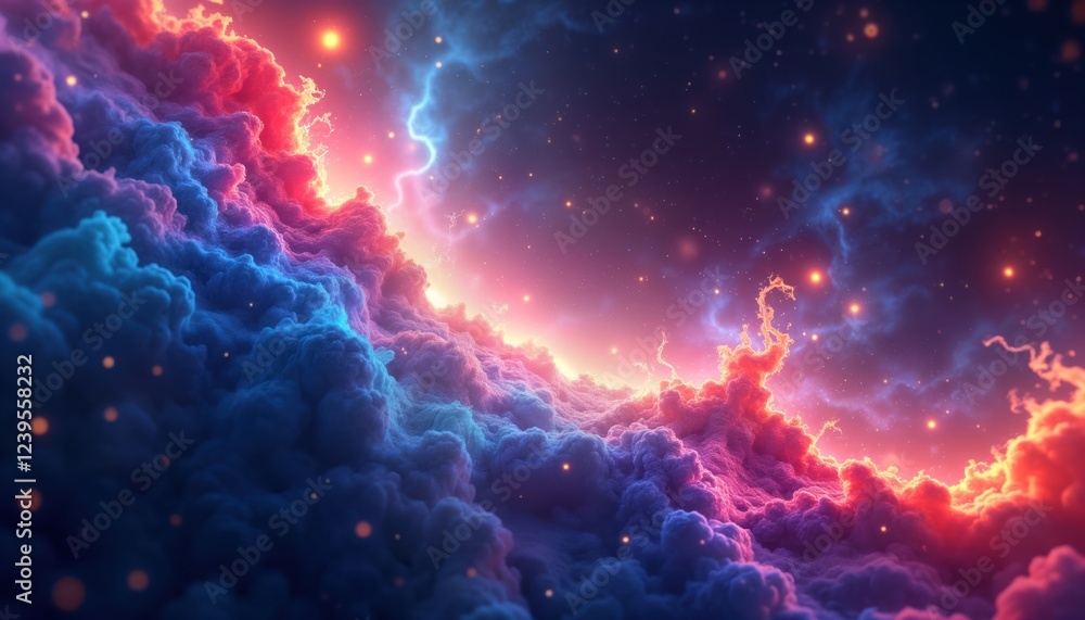 Aufkleber colorful nebula clouds swirling in space. dynamic energy flows through colorful space clouds. mystic