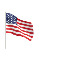 Fototapeta premium American flag waving proudly against a white background.