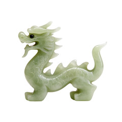 Naklejka premium An elegant jade dragon figurine on a white isolated background.