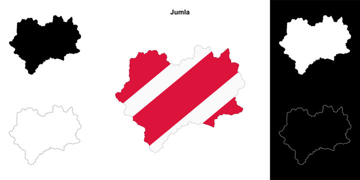 Jumla district blank outline map set