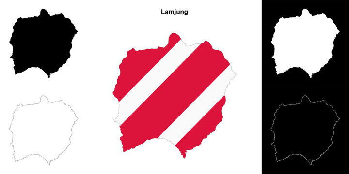 Lamjung district blank outline map set
