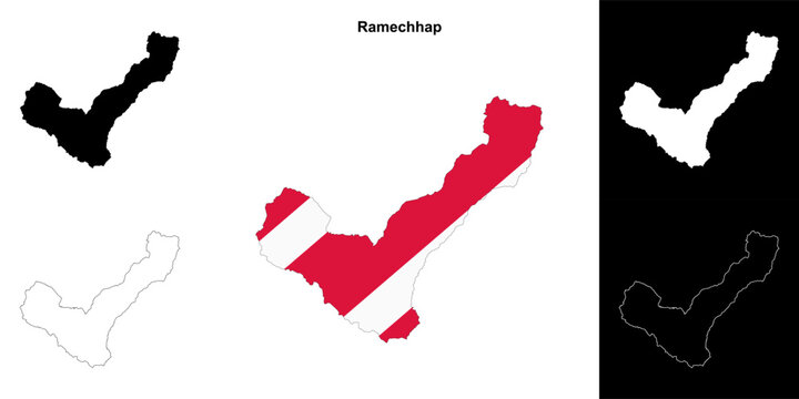 Ramechhap district blank outline map set