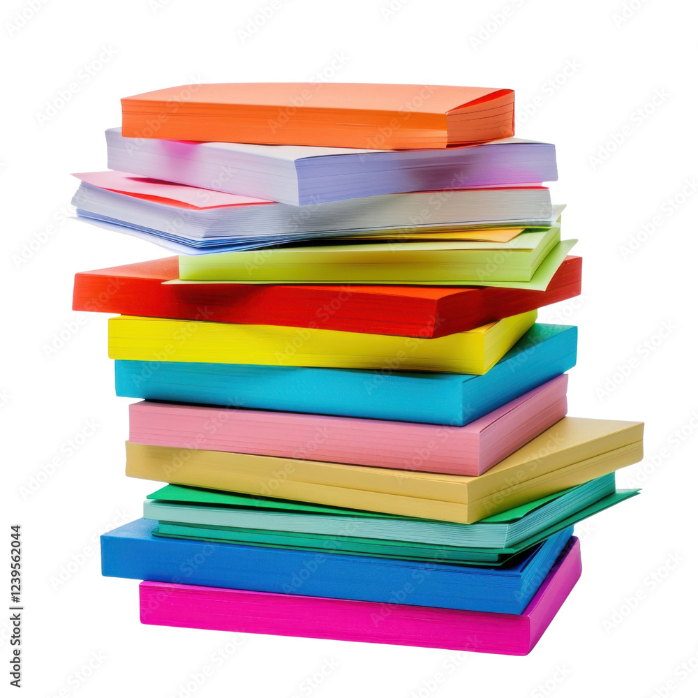 Poster colorful stack of sticky notes in various sizes and colors, ideal for organization and creativity. p