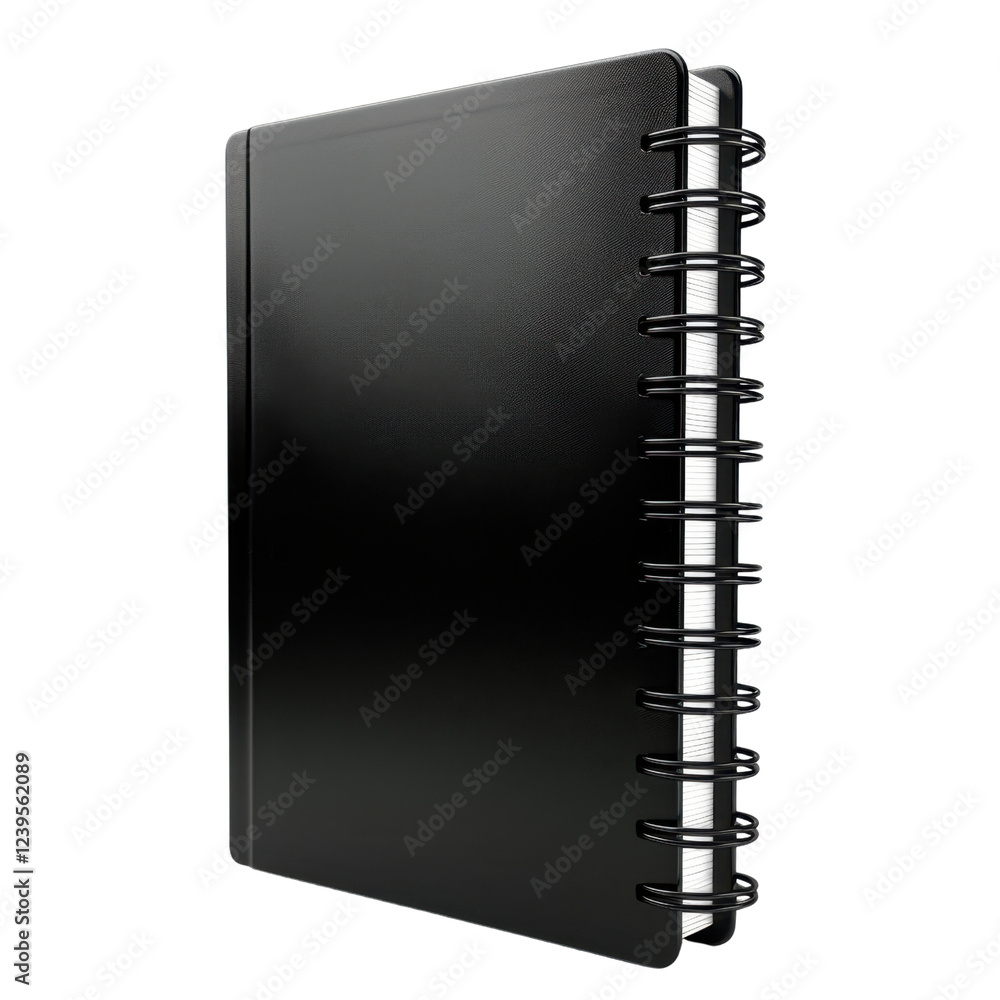 Aufkleber black spiral bound notebook with blank pages, ideal for notes and sketches. perfect for students and