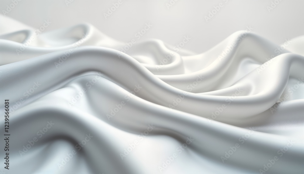 Poster elegant white satin fabric drapes in soft waves. smooth silky texture. luxurious material. ideal for