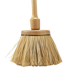 Natural broom with wooden handle and straw bristles, ideal for cleaning. This traditional cleaning tool is perfect for both indoor and outdoor use, providing eco friendly option for maintaining