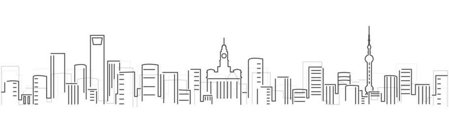 Fototapeta premium Shanghai Simple Dark Lines Skyline on White Background