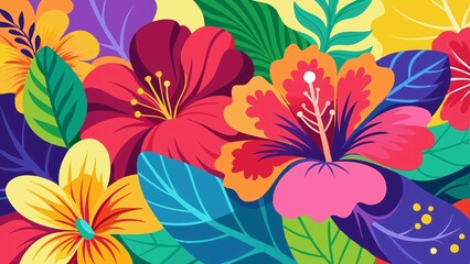 nature with a colorful hibiscus pattern in a whimsical and playful drawing style, featuring the exotic flowers in bold and striking designs that will add a pop of color to any surface