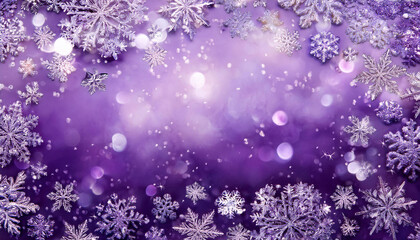 purple winter background with snowflakes christmas card