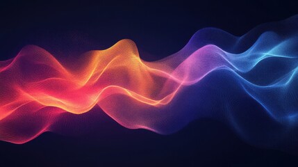 Colorful abstract waves of light on dark background with flowing gradient lines