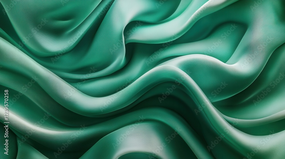 Poster soft turquoise fabric waves creating dynamic flowing texture and elegant drapery movement