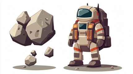 Vibrant and Whimsical Mascot Cartoon Character: A Rock with a Jetpack