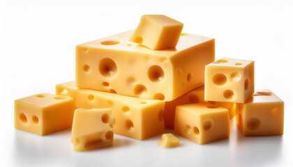 swiss cheese cubes isolated