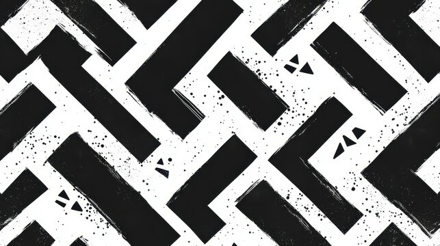 Discover a modern grunge pattern bursting with zigzag lines, triangles, and dots for a stylish touch in your designs.