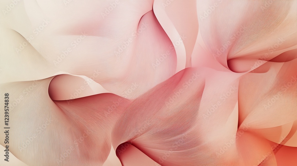 Poster abstract flowing lines in gradient pink creating an elegant and delicate pattern