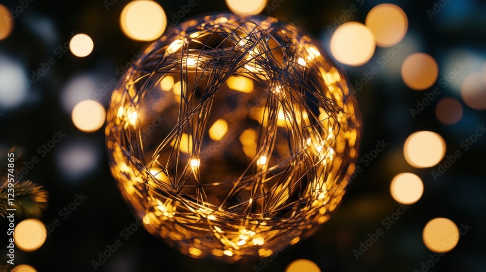 Poster warm glowing sphere of lights with soft bokeh background creating a magical effect