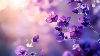 Naklejka premium A gracefully diffused background in shades of soft amethyst and lilac, ambient lighting casting gentle shadows, a silky smooth gradient transitioning seamlessly