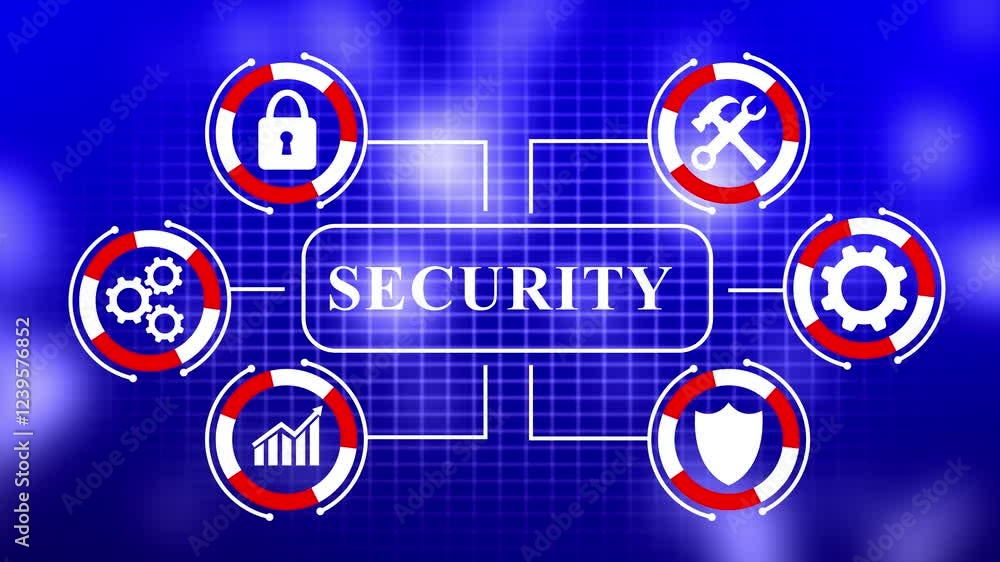 Poster cyber data protection business technology privacy concept. cyber security tech animation. cyber secu