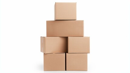 Obraz premium Organize your space with sturdy, stacked cardboard boxes perfect for packing, moving, or storage needs.